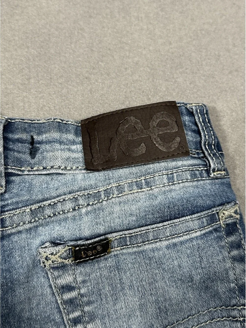 Lee Girls Skinny Fit 22x18 Straight Leg Jeans Size 6 Blue Stretch Denim